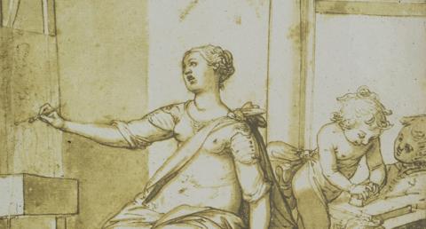 drawing of a woman painting