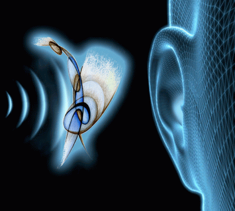 Image of sound waves and an ear